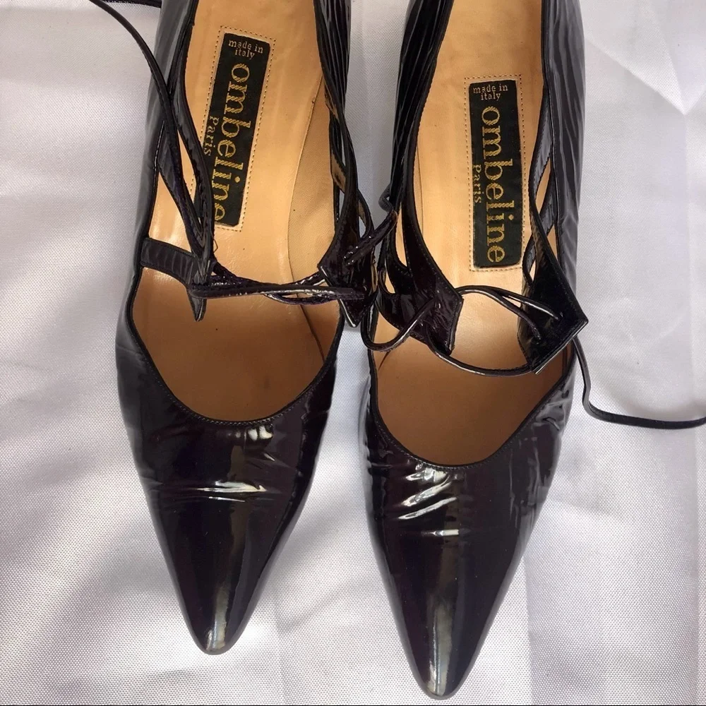 Ombeline black cherry patent leather Cuban heels - Picture 9 of 13